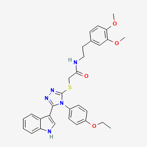 molecular formula C30H31N5O4S B2738317 N-(3,4-dimethoxyphenethyl)-2-((4-(4-ethoxyphenyl)-5-(1H-indol-3-yl)-4H-1,2,4-triazol-3-yl)thio)acetamide CAS No. 887204-98-0