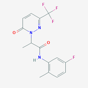 molecular formula C15H13F4N3O2 B2738322 N-(5-Fluoro-2-methylphenyl)-2-[6-oxo-3-(trifluoromethyl)pyridazin-1-yl]propanamide CAS No. 2380189-79-5