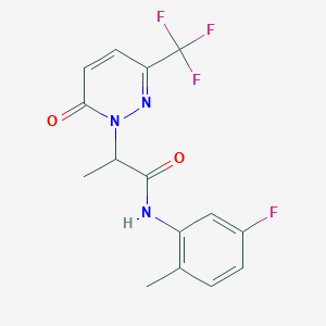 molecular formula C15H13F4N3O2 B2738322 N-(5-fluoro-2-methylphenyl)-2-[6-oxo-3-(trifluoromethyl)-1,6-dihydropyridazin-1-yl]propanamide CAS No. 2380189-79-5