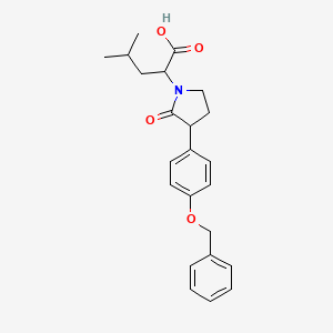 molecular formula C23H27NO4 B2738334 4-Methyl-2-[2-oxo-3-(4-phenylmethoxyphenyl)pyrrolidin-1-yl]pentanoic acid CAS No. 2203403-90-9