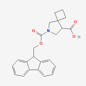 molecular formula C23H23NO4 B2738342 6-{[(9H-fluoren-9-yl)methoxy]carbonyl}-6-azaspiro[3.4]octane-8-carboxylic acid CAS No. 2127012-32-0