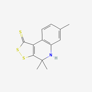 molecular formula C13H13NS3 B2738345 4,4,7-trimethyl-4,5-dihydro-1H-[1,2]dithiolo[3,4-c]quinoline-1-thione CAS No. 122246-13-3