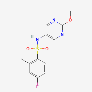 molecular formula C12H12FN3O3S B2738347 4-fluoro-N-(2-methoxypyrimidin-5-yl)-2-methylbenzene-1-sulfonamide CAS No. 2319784-40-0