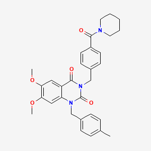 molecular formula C31H33N3O5 B2738349 6,7-二甲氧基-1-(4-甲基苯甲基)-3-(4-(哌啶-1-甲酰)苯甲基)喹唑啉-2,4(1H,3H)-二酮 CAS No. 1296320-45-0