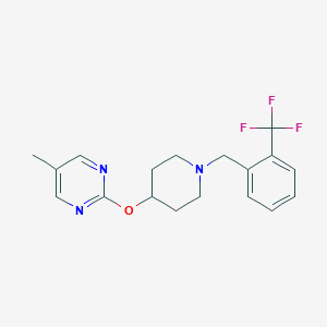 molecular formula C18H20F3N3O B2738353 5-Methyl-2-[1-[[2-(trifluoromethyl)phenyl]methyl]piperidin-4-yl]oxypyrimidine CAS No. 2380143-84-8