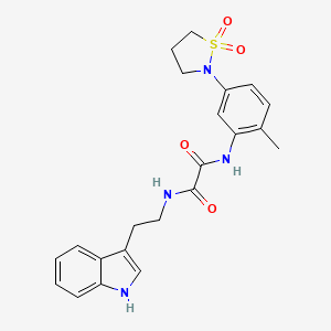 molecular formula C22H24N4O4S B2738370 N1-(2-(1H-indol-3-yl)ethyl)-N2-(5-(1,1-dioxidoisothiazolidin-2-yl)-2-methylphenyl)oxalamide CAS No. 1105215-52-8