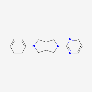 molecular formula C16H18N4 B2738385 2-Phenyl-5-pyrimidin-2-yl-1,3,3a,4,6,6a-hexahydropyrrolo[3,4-c]pyrrole CAS No. 2415565-68-1