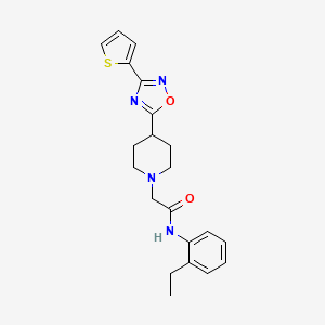 molecular formula C21H24N4O2S B2738386 N-(2-ethylphenyl)-2-{4-[3-(2-thienyl)-1,2,4-oxadiazol-5-yl]piperidin-1-yl}acetamide CAS No. 1251603-89-0