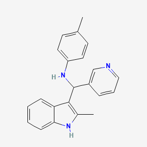 molecular formula C22H21N3 B2738395 4-methyl-N-((2-methyl-1H-indol-3-yl)(pyridin-3-yl)methyl)aniline CAS No. 618400-52-5