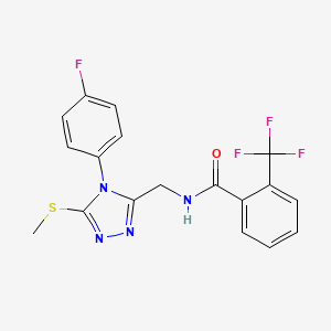 molecular formula C18H14F4N4OS B2738398 N-((4-(4-fluorophenyl)-5-(methylthio)-4H-1,2,4-triazol-3-yl)methyl)-2-(trifluoromethyl)benzamide CAS No. 391938-45-7