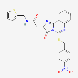 molecular formula C24H19N5O4S2 B2738402 2-(5-{[(4-硝基苯基)甲基]硫代}-3-氧代-2H,3H-咪唑并[1,2-c]喹唑啉-2-基)-N-[(噻吩-2-基)甲基]乙酰胺 CAS No. 958613-57-5