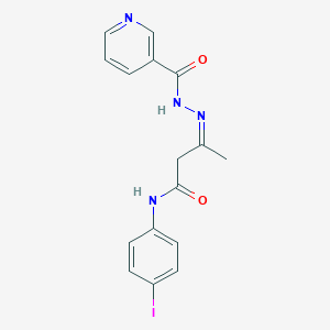 molecular formula C16H15IN4O2 B273841 N-(4-iodophenyl)-3-[(3-pyridinylcarbonyl)hydrazono]butanamide 
