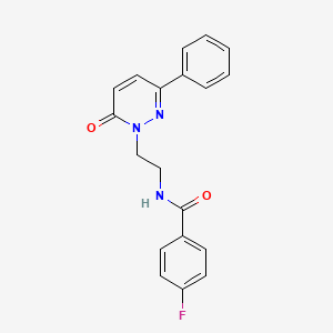 molecular formula C19H16FN3O2 B2738410 4-fluoro-N-(2-(6-oxo-3-phenylpyridazin-1(6H)-yl)ethyl)benzamide CAS No. 921825-19-6