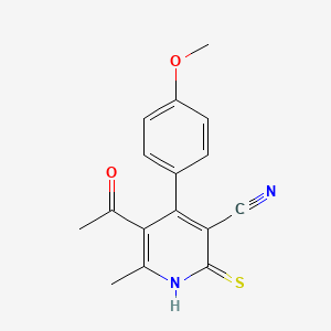 molecular formula C16H14N2O2S B2738415 5-乙酰-6-甲基-2-硫代-4-(对-甲氧基苯基)-1,2-二氢-3-吡啶甲腈 CAS No. 121104-38-9