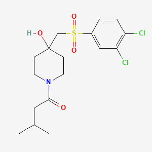 molecular formula C17H23Cl2NO4S B2738417 1-(4-{[(3,4-Dichlorophenyl)sulfonyl]methyl}-4-hydroxypiperidino)-3-methyl-1-butanone CAS No. 865659-57-0