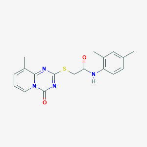 molecular formula C18H18N4O2S B2738419 N-(2,4-dimethylphenyl)-2-(9-methyl-4-oxopyrido[1,2-a][1,3,5]triazin-2-yl)sulfanylacetamide CAS No. 896339-52-9