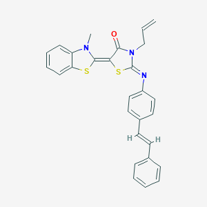 molecular formula C28H23N3OS2 B273842 3-allyl-5-(3-methyl-1,3-benzothiazol-2(3H)-ylidene)-2-{[4-(2-phenylvinyl)phenyl]imino}-1,3-thiazolidin-4-one 