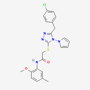 molecular formula C23H22ClN5O2S B2738433 2-{[5-(4-chlorobenzyl)-4-(1H-pyrrol-1-yl)-4H-1,2,4-triazol-3-yl]sulfanyl}-N-(2-methoxy-5-methylphenyl)acetamide CAS No. 886931-40-4