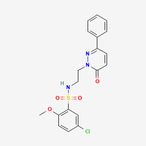 molecular formula C19H18ClN3O4S B2738461 5-chloro-2-methoxy-N-(2-(6-oxo-3-phenylpyridazin-1(6H)-yl)ethyl)benzenesulfonamide CAS No. 921831-26-7