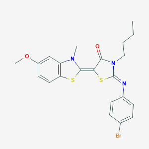 molecular formula C22H22BrN3O2S2 B273847 2-[(4-bromophenyl)imino]-3-butyl-5-(5-methoxy-3-methyl-1,3-benzothiazol-2(3H)-ylidene)-1,3-thiazolidin-4-one 