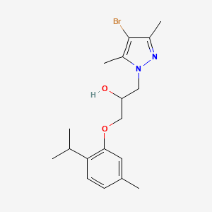 molecular formula C18H25BrN2O2 B2738476 1-(4-bromo-3,5-dimethyl-1H-pyrazol-1-yl)-3-(2-isopropyl-5-methylphenoxy)propan-2-ol CAS No. 1007043-58-4
