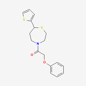 molecular formula C17H19NO2S2 B2738481 2-Phenoxy-1-(7-(thiophen-2-yl)-1,4-thiazepan-4-yl)ethanone CAS No. 1705245-52-8