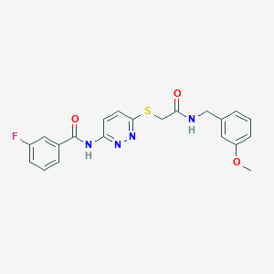 3-fluoro-N-(6-((2-((3-methoxybenzyl)amino)-2-oxoethyl)thio)pyridazin-3-yl)benzamide