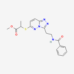 molecular formula C18H19N5O3S B2738489 Methyl 2-((3-(2-benzamidoethyl)-[1,2,4]triazolo[4,3-b]pyridazin-6-yl)thio)propanoate CAS No. 872994-48-4