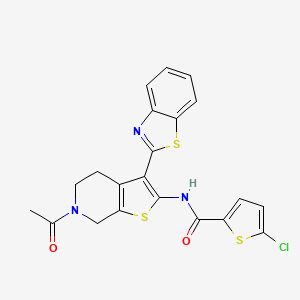 molecular formula C21H16ClN3O2S3 B2738492 N-(6-acetyl-3-(benzo[d]thiazol-2-yl)-4,5,6,7-tetrahydrothieno[2,3-c]pyridin-2-yl)-5-chlorothiophene-2-carboxamide CAS No. 864859-99-4
