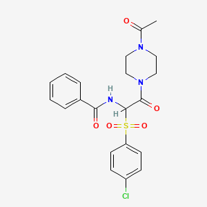 molecular formula C21H22ClN3O5S B2738497 N-{2-(4-acetylpiperazinyl)-1-[(4-chlorophenyl)sulfonyl]-2-oxoethyl}benzamide CAS No. 1043006-84-3