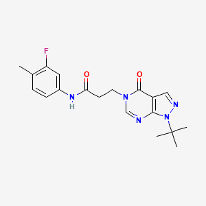 molecular formula C19H22FN5O2 B2738499 3-(1-(tert-butyl)-4-oxo-1H-pyrazolo[3,4-d]pyrimidin-5(4H)-yl)-N-(3-fluoro-4-methylphenyl)propanamide CAS No. 946234-48-6
