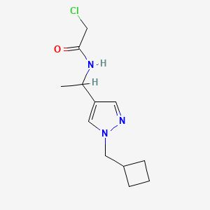 molecular formula C12H18ClN3O B2738504 2-Chloro-N-[1-[1-(cyclobutylmethyl)pyrazol-4-yl]ethyl]acetamide CAS No. 2411315-58-5