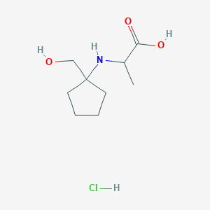 molecular formula C9H18ClNO3 B2738508 2-{[1-(Hydroxymethyl)cyclopentyl]amino}propanoic acid hydrochloride CAS No. 1485733-64-9