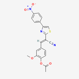 (E)-4-(2-cyano-2-(4-(4-nitrophenyl)thiazol-2-yl)vinyl)-2-methoxyphenyl acetate