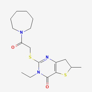 2-[2-(Azepan-1-yl)-2-oxoethyl]sulfanyl-3-ethyl-6-methyl-6,7-dihydrothieno[3,2-d]pyrimidin-4-one