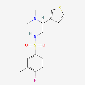 molecular formula C15H19FN2O2S2 B2738527 N-(2-(dimethylamino)-2-(thiophen-3-yl)ethyl)-4-fluoro-3-methylbenzenesulfonamide CAS No. 946248-94-8