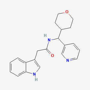 molecular formula C21H23N3O2 B2738538 2-(1H-吲哚-3-基)-N-(吡啶-3-基(四氢-2H-吡喃-4-基)甲基)乙酰胺 CAS No. 2034549-81-8