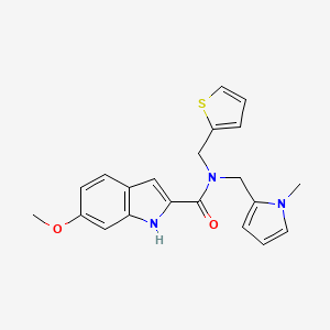 6-methoxy-N-((1-methyl-1H-pyrrol-2-yl)methyl)-N-(thiophen-2-ylmethyl)-1H-indole-2-carboxamide