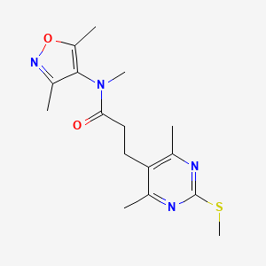 molecular formula C16H22N4O2S B2738552 N-(3,5-dimethyl-1,2-oxazol-4-yl)-3-[4,6-dimethyl-2-(methylsulfanyl)pyrimidin-5-yl]-N-methylpropanamide CAS No. 1376258-16-0