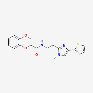 molecular formula C19H19N3O3S B2738553 N-(2-(1-甲基-4-(噻吩-2-基)-1H-咪唑-2-基)乙基)-2,3-二氢苯并[b][1,4]二氧杂环-2-甲酰胺 CAS No. 1396765-06-2