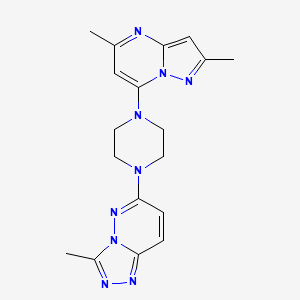 molecular formula C18H21N9 B2738563 6-[4-(2,5-Dimethylpyrazolo[1,5-a]pyrimidin-7-yl)piperazin-1-yl]-3-methyl-[1,2,4]triazolo[4,3-b]pyridazine CAS No. 2380184-54-1