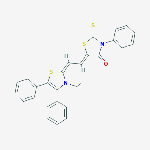 molecular formula C28H22N2OS3 B273857 5-[2-(3-ethyl-4,5-diphenyl-1,3-thiazol-2(3H)-ylidene)ethylidene]-3-phenyl-2-thioxo-1,3-thiazolidin-4-one 