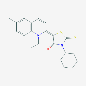 molecular formula C21H24N2OS2 B273858 3-cyclohexyl-5-(1-ethyl-6-methyl-2(1H)-quinolinylidene)-2-thioxo-1,3-thiazolidin-4-one 
