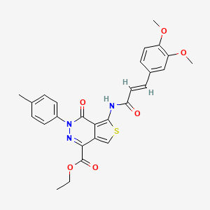 (E)-ethyl 5-(3-(3,4-dimethoxyphenyl)acrylamido)-4-oxo-3-(p-tolyl)-3,4-dihydrothieno[3,4-d]pyridazine-1-carboxylate