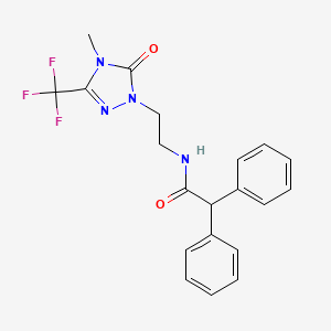 molecular formula C20H19F3N4O2 B2738586 N-(2-(4-methyl-5-oxo-3-(trifluoromethyl)-4,5-dihydro-1H-1,2,4-triazol-1-yl)ethyl)-2,2-diphenylacetamide CAS No. 1421522-51-1