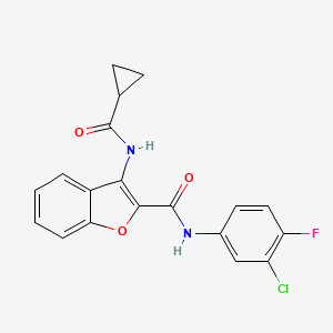 N-(3-chloro-4-fluorophenyl)-3-(cyclopropanecarboxamido)benzofuran-2-carboxamide