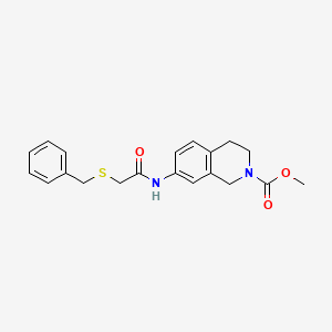 molecular formula C20H22N2O3S B2738596 methyl 7-(2-(benzylthio)acetamido)-3,4-dihydroisoquinoline-2(1H)-carboxylate CAS No. 1448057-12-2