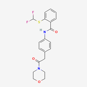 molecular formula C20H20F2N2O3S B2738599 2-((二氟甲基)硫)-N-(4-(2-吗啉-2-氧代乙基)苯基)苯甲酰胺 CAS No. 1448063-67-9