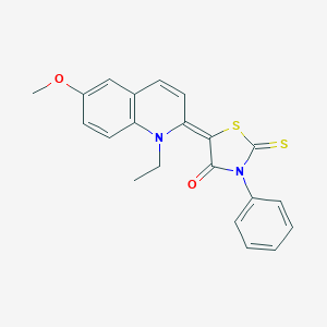 molecular formula C21H18N2O2S2 B273860 5-(1-ethyl-6-methoxy-2(1H)-quinolinylidene)-3-phenyl-2-thioxo-1,3-thiazolidin-4-one 