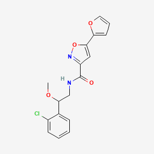molecular formula C17H15ClN2O4 B2738601 N-(2-(2-chlorophenyl)-2-methoxyethyl)-5-(furan-2-yl)isoxazole-3-carboxamide CAS No. 1705067-74-8